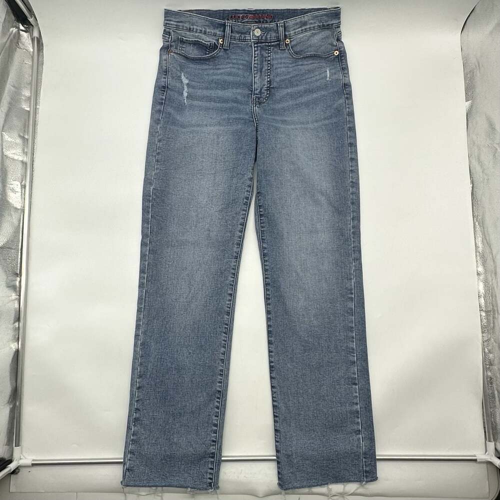 Lucky Brand Zoe Straight High Rise Women 12/31L Distressed Denim Blue Jeans